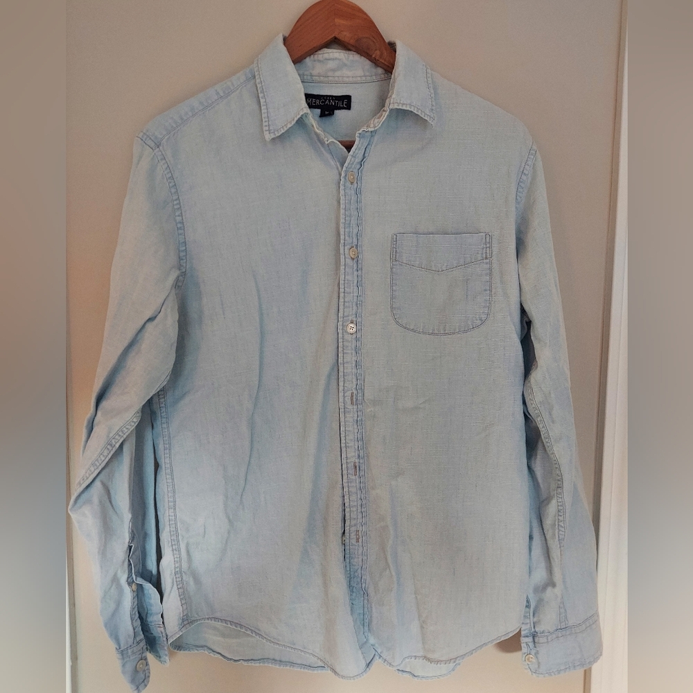J. Crew Chambray Button Up Shirt, size M